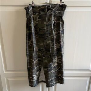 Mustard Seed Camouflage Midi Skirt